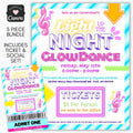 Glow dance party flyer ticket bundle